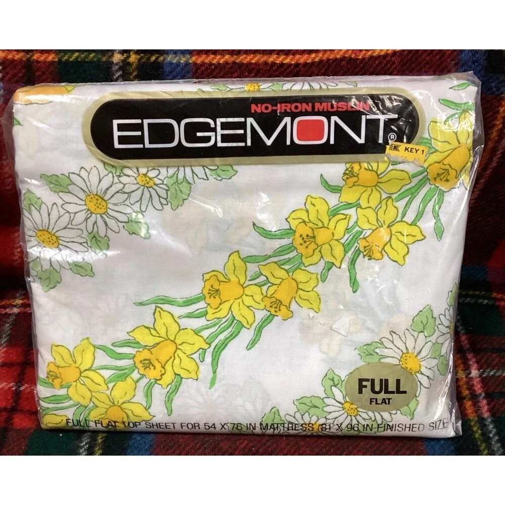 Cannon Mills Edgemont Garland Floral Full Fitted & Flat Sheet No-Iron Muslin USA